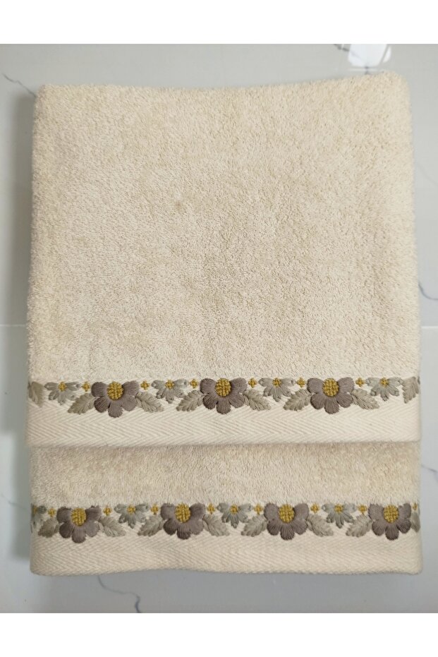 Bukle Embroidered Boxed Bath Set 50X85 cm Face Towel and 90X150 cm Bath Towel