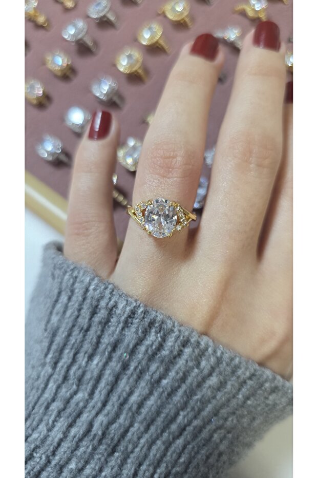 Premium Design Sparkling Women's Double Color Ring Adjustable Without Number