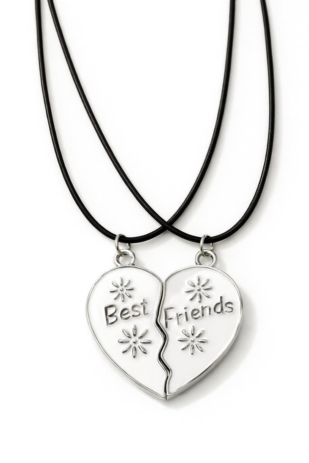 Best Friends Written Colorful Magnet 2-Piece Children's Friendship Necklaces