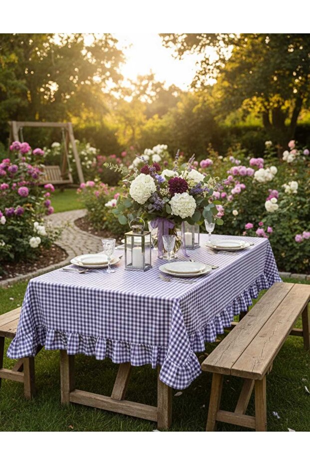 Ruffled Gingham Tablecloth - 5