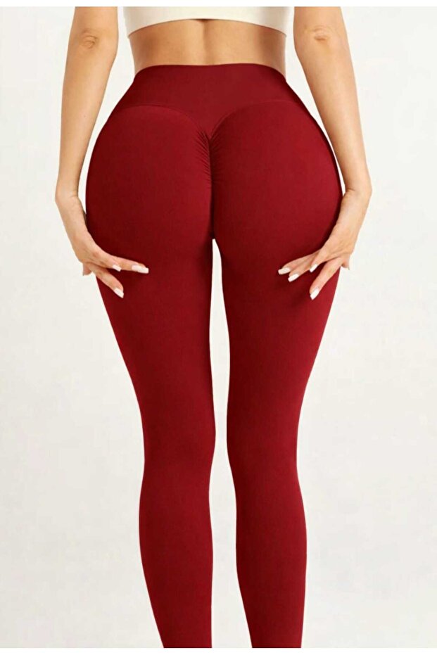 High-Waisted Lycra Long Leggings with Gathered Back, Yoga Leggings