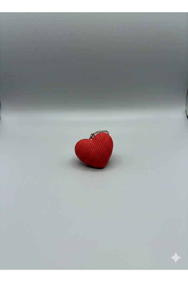 Knitted Patterned Heart Keychain - 2