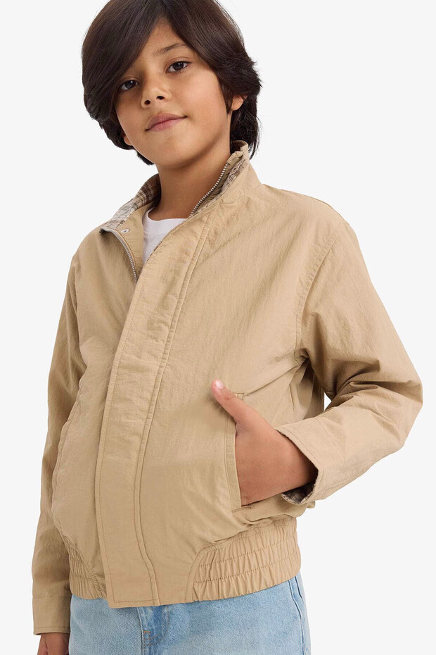 Water Repellent Half Turtleneck Light Brown Boy's Coat F6816A8/Bn550