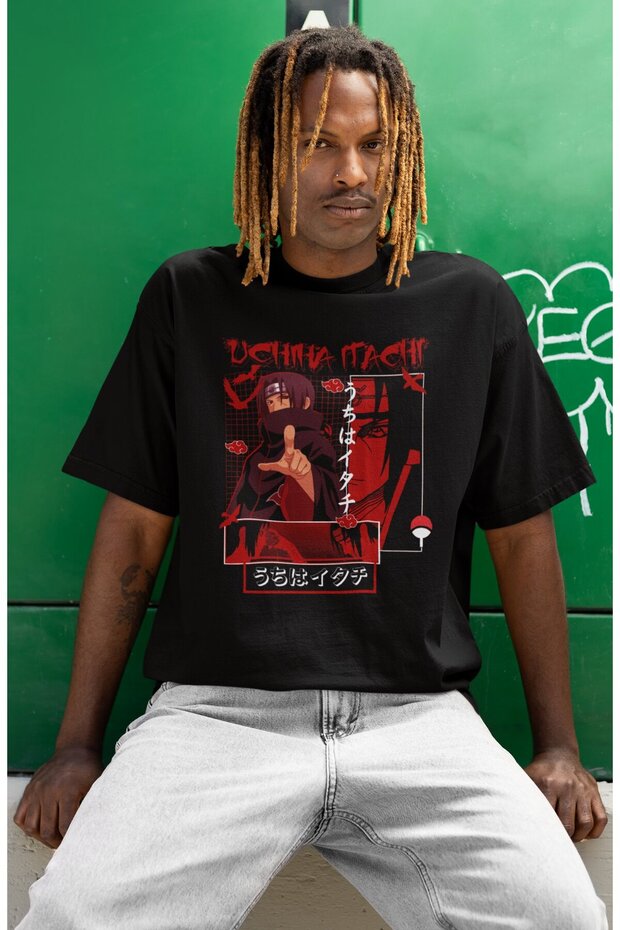 Design Uchiha Itachi Printed Unisex Oversize Naruto Anime Series Character T-Shirt