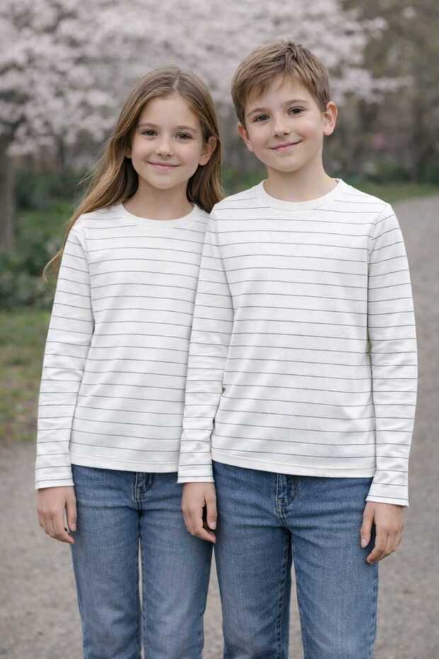 Seasonal Striped Long Sleeve Lycra Unisex Children's Body&Sweatshirt