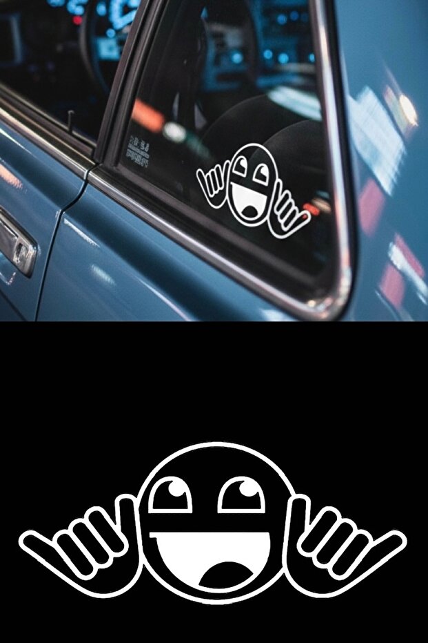 Dancing Smiling Face Emoji Auto Sticker Rear Window Decal for Vehicles with Sound System