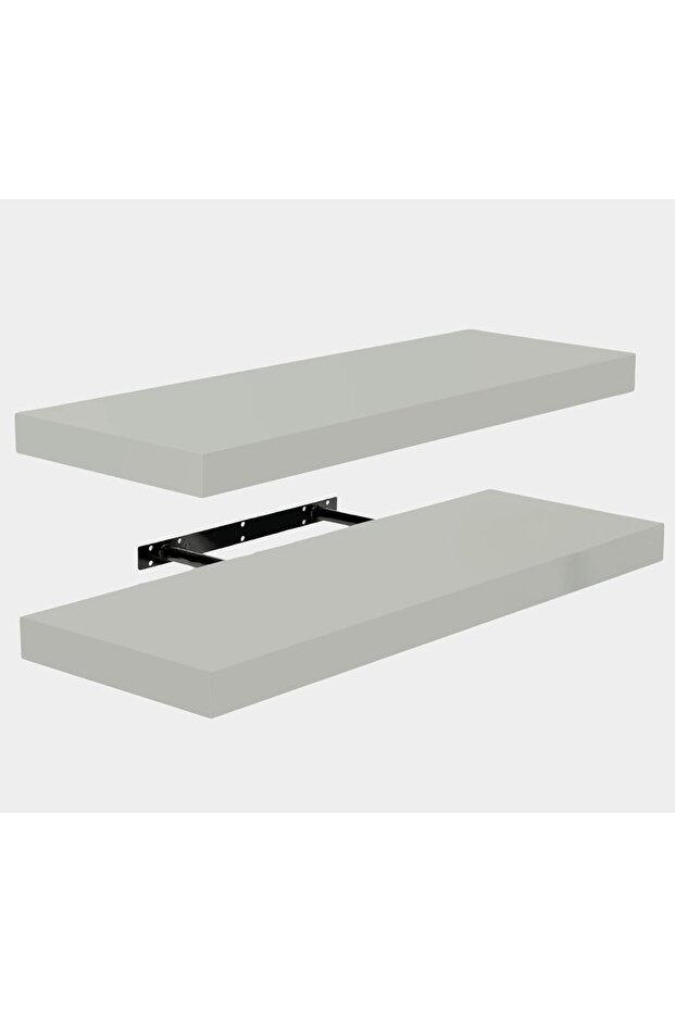 رف حائط مستطيل عائم، 40 سم (رمادي) - 1