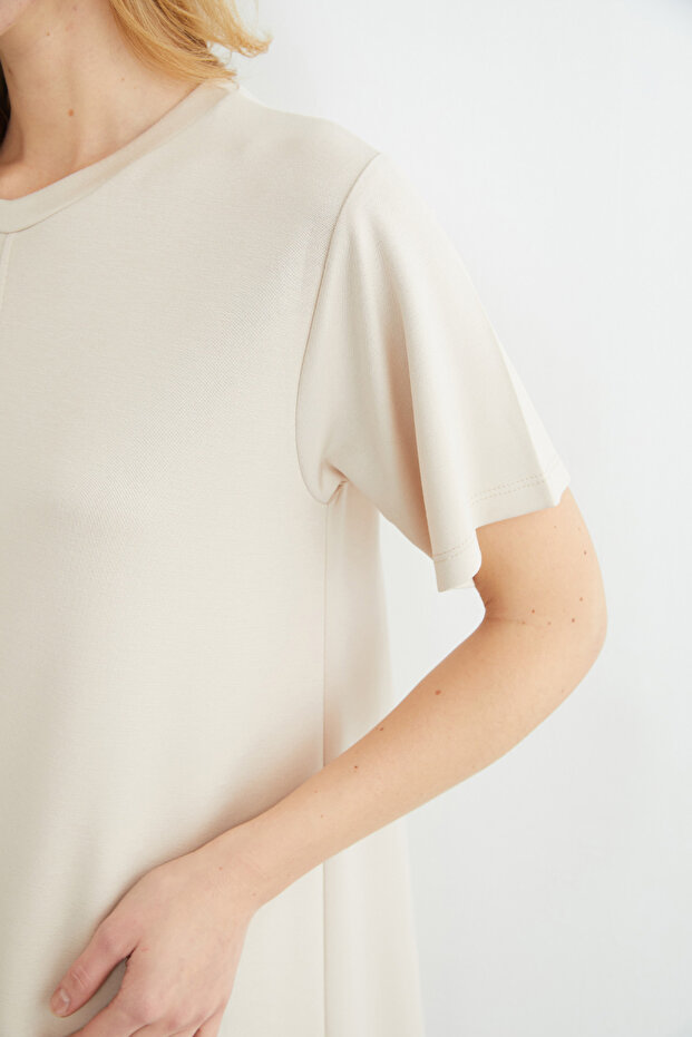 Basic Çimalı Mini Boy Modal Elbise - 6