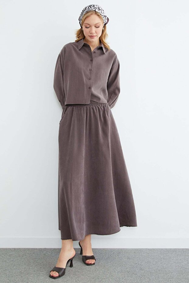 Basic Düğmeli Salaş Crop Gömlek - 5