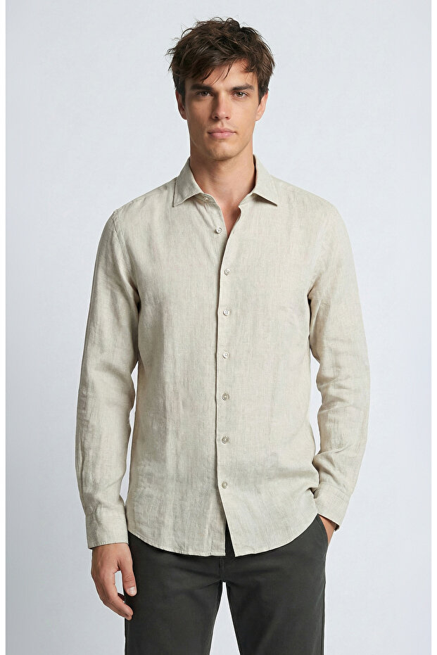 Naturel Keten Gömlek - 1