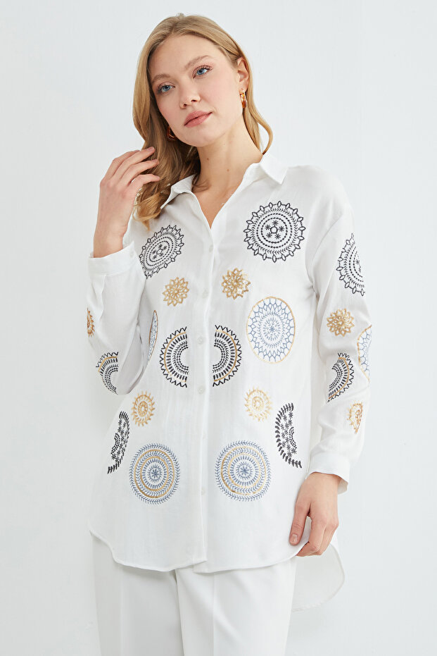 Fullamodest Pullu Nakışlı Gömlek - 5