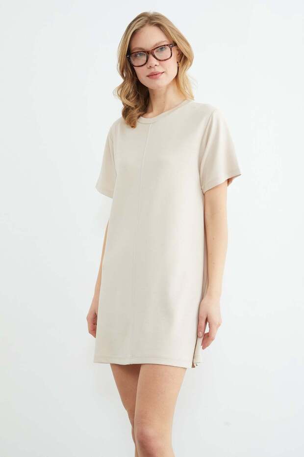 Basic Çimalı Mini Boy Modal Elbise - 3