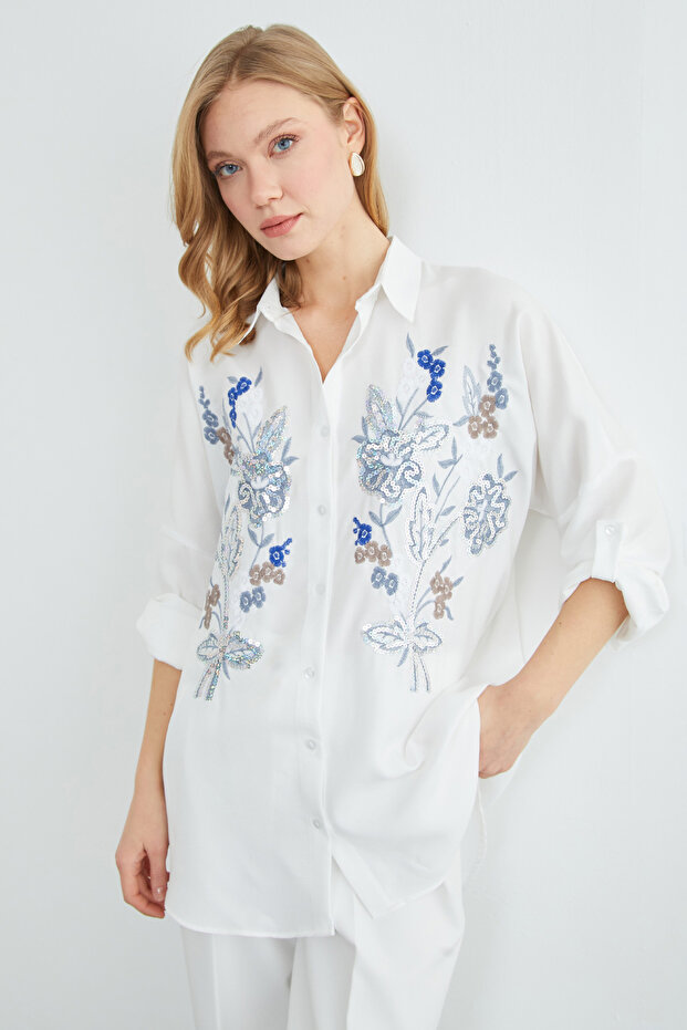 Fullamodest Nakışlı Pullu Gömlek - 2