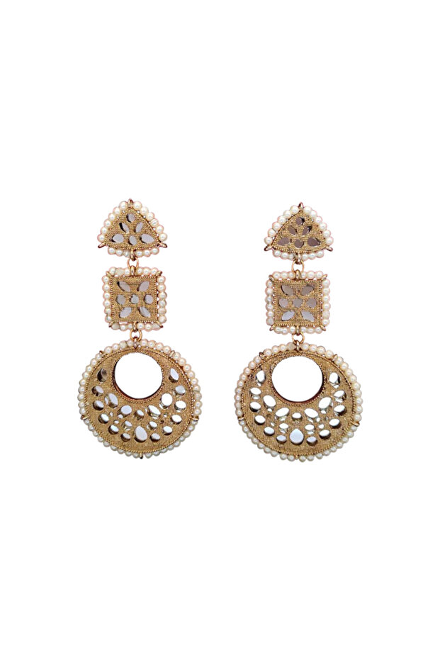 Party wear Designer Fancy style Beautiful Long Antique Mirror Earring