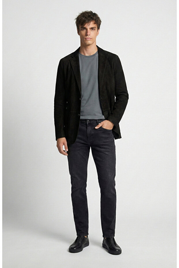 Siyah Çift Taraflı Deri Ceket - 2