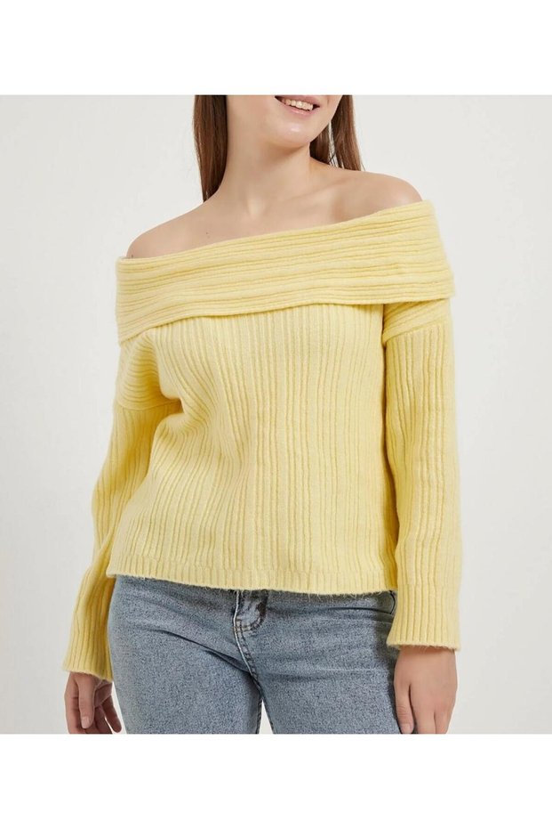 Degaje Madonna Collar Shawl Collar Comfortable Fit Women's Knitwear Sweater