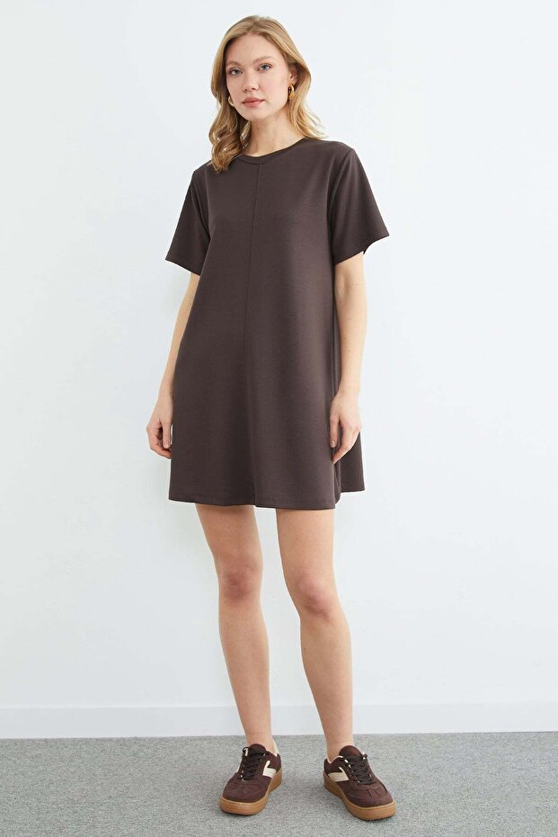 Basic Çimalı Mini Boy Modal Elbise - 1