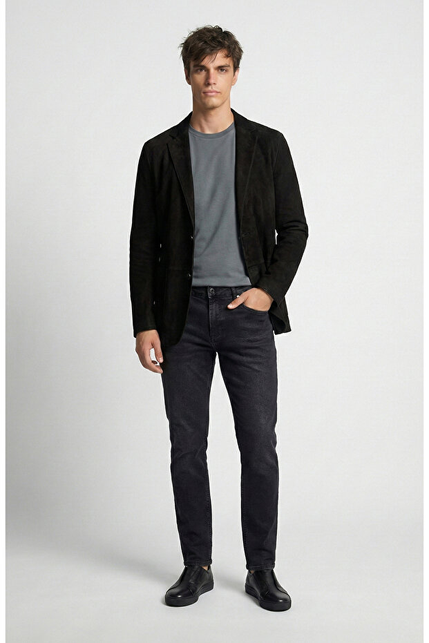 Antrasit Pike Desen Basic T-shirt - 2