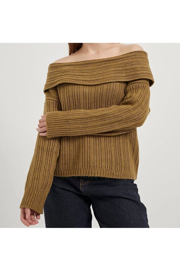 Degaje Madonna Collar Shawl Collar Comfortable Fit Women's Knitwear Sweater