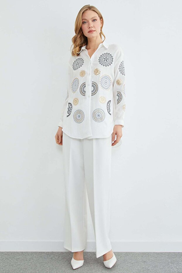 Fullamodest Pullu Nakışlı Gömlek - 3