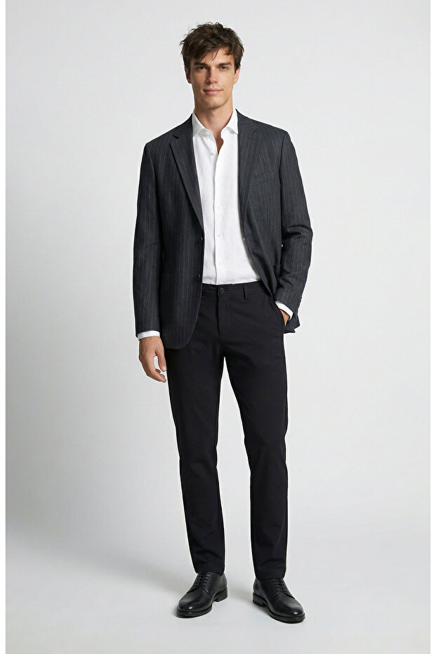 Lacivert Diyagonal Pantolon - 1