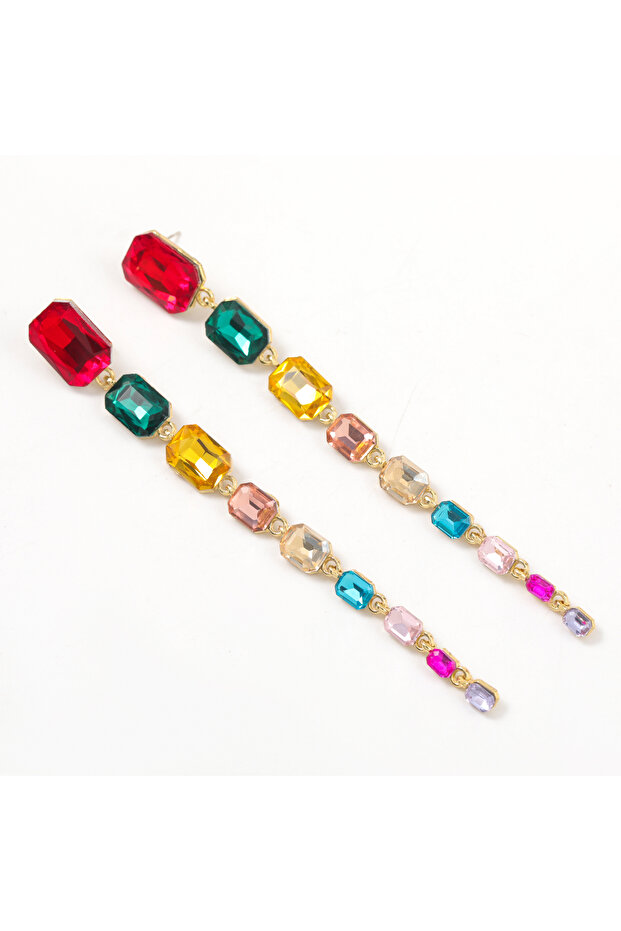 أقراط طويلة متدلية متعددة الألوان - 2