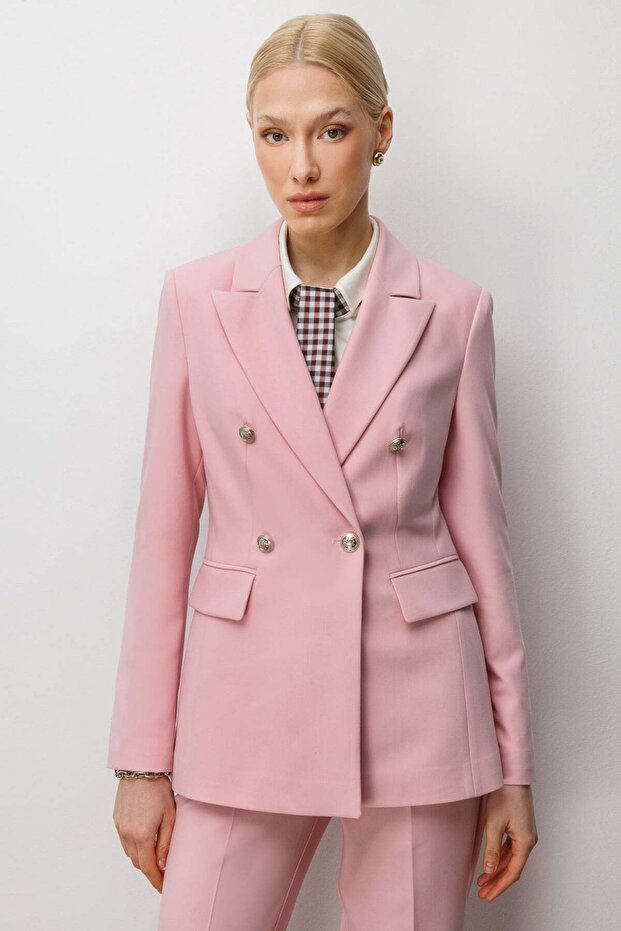 سترة جيب ذات ياقة مزدوجة الصدر