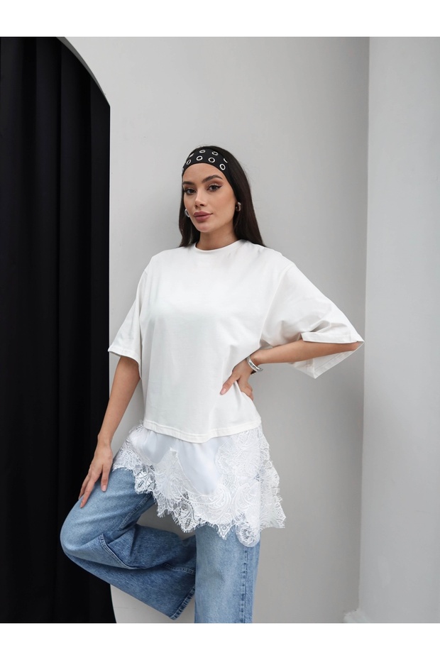 Dantel Detay Tshirt - 2