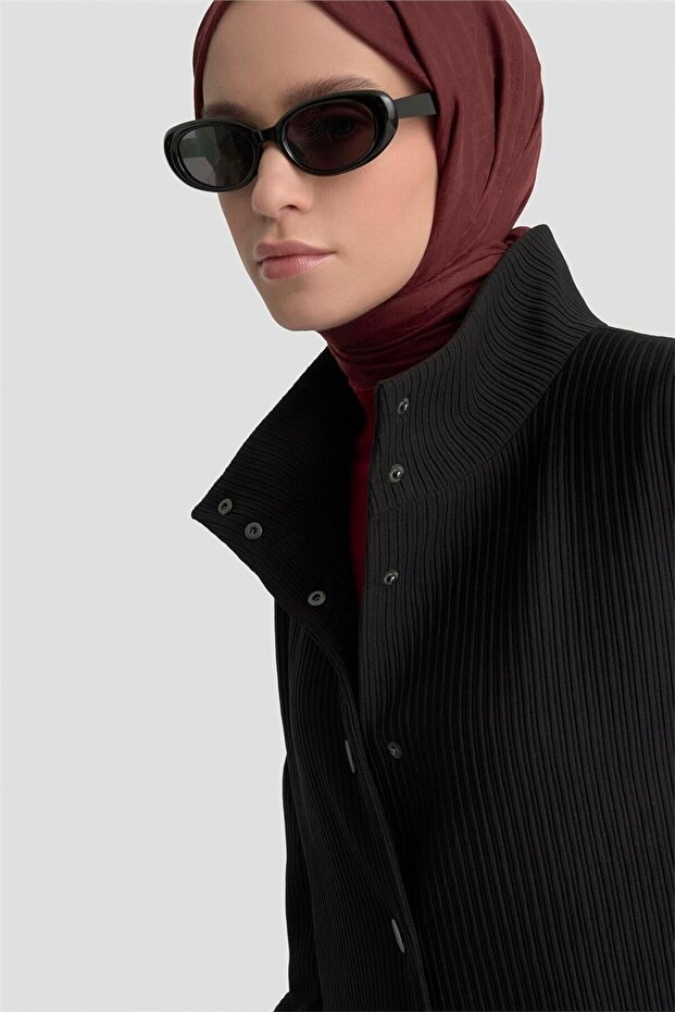 Basic Örme Pardesü Siyah - 4