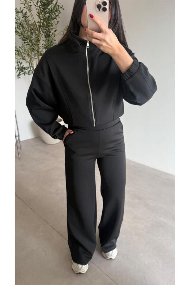 بدلة أساسية من القماش المطوي الأسود - 3