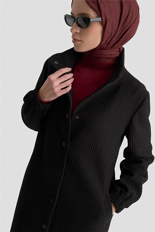 Basic Örme Pardesü Siyah - 3