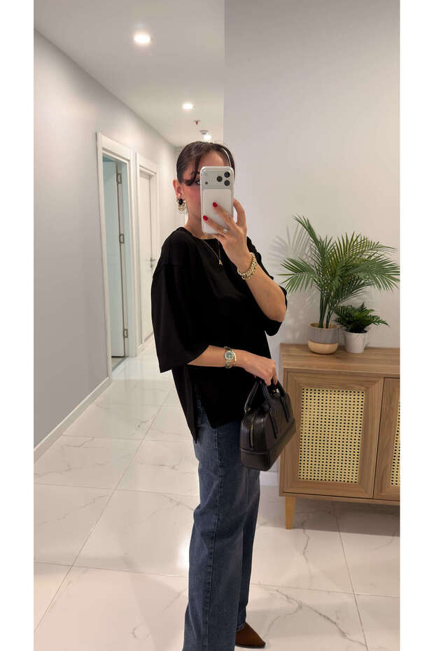 Chesica Siyah Modal Basic Tişört - 2