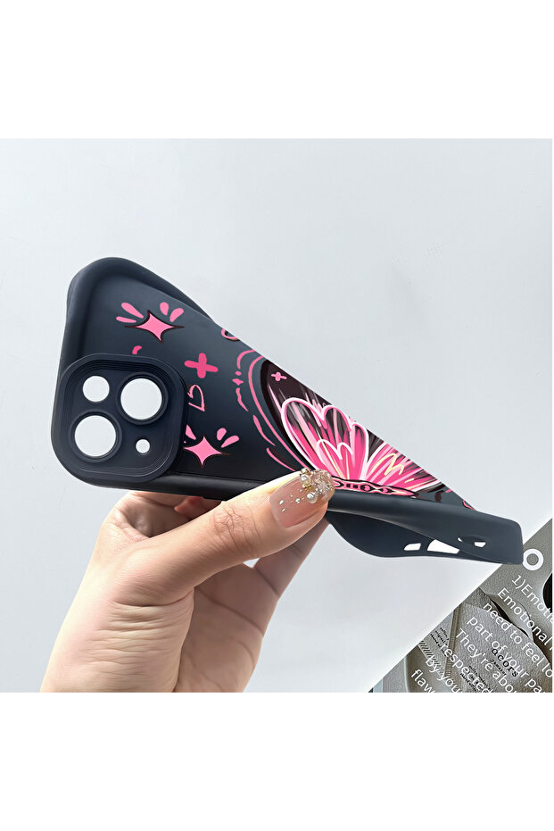 حافظة سوداء من مادة السيليكون المتوافقة مع Redmi Note 13 Pro Plus+ 5G، مقاومة للصدمات، بنمط الفراشة - 5