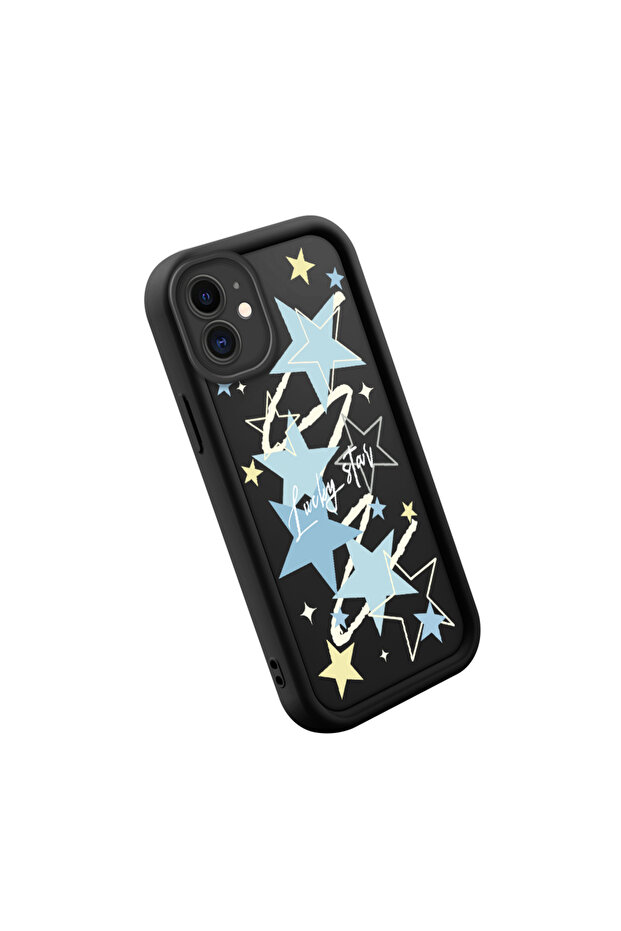 iPhone 12 Compatible Silicone Material Shockproof Black Color Star Pattern Case - 2
