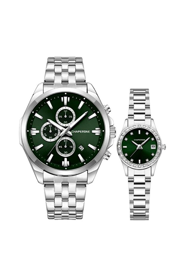 Marka Metal Kordonlu Çift Saati - 1