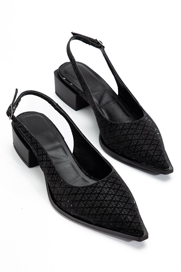 Women's Stylish Pointed Toe Heeled Shoes – Comfortable Thick Heel – Casual & Special Occasion Black