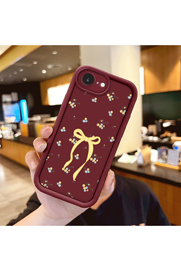 حافظة بتصميم على شكل قوس من السيليكون الأحمر المقاوم للصدمات ومتوافقة مع iPhone 16e مع حماية للعدسة - 2