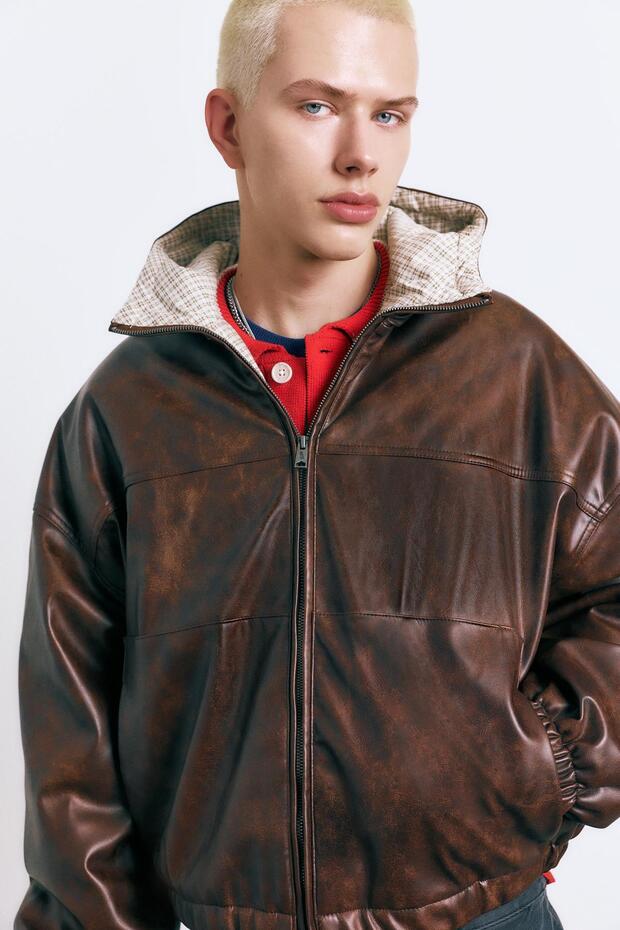 Eskitme suni deri ceket - 7