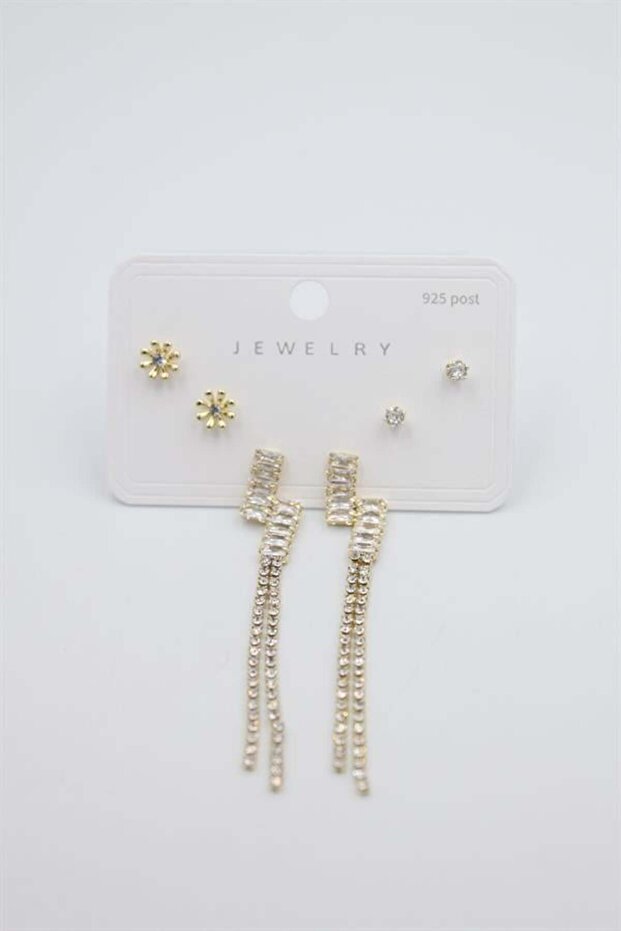 مجموعة أقراط متعددة - ذهبي - 1