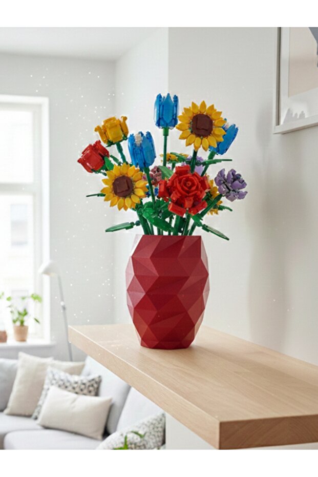 Lego Flower Compatible Gift Vase Cobalt (Flowers Not Included)