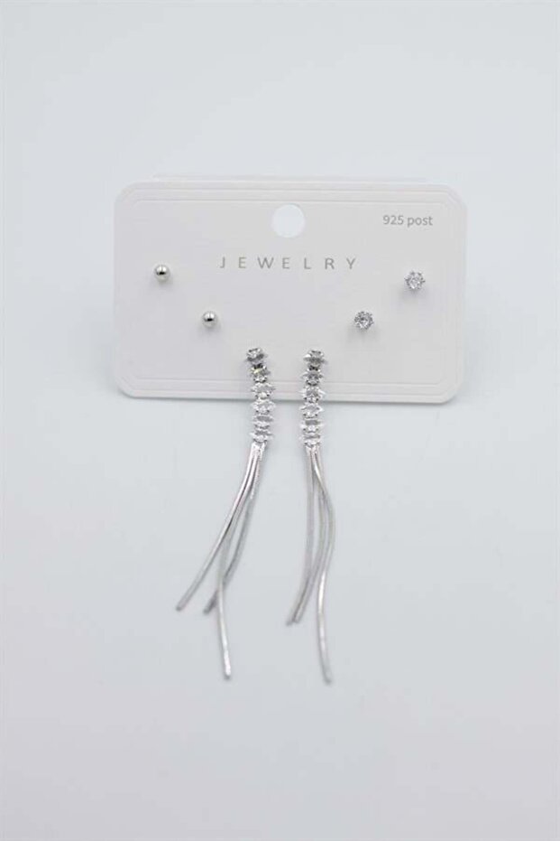 مجموعة متعددة من الأقراط - فضية - 2