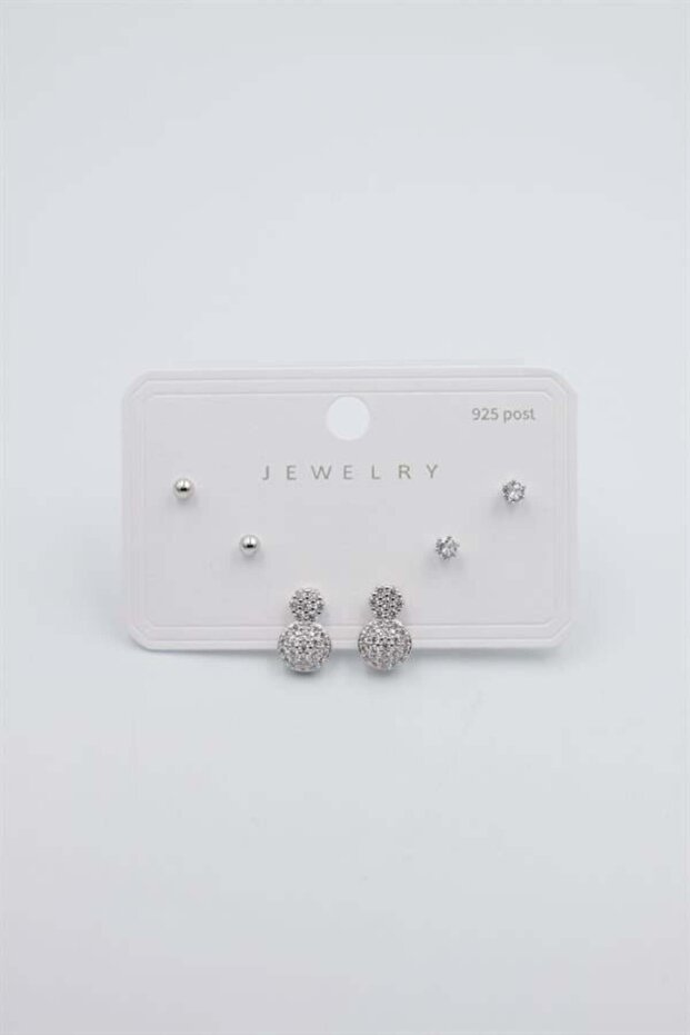 مجموعة متعددة من الأقراط - فضية - 1