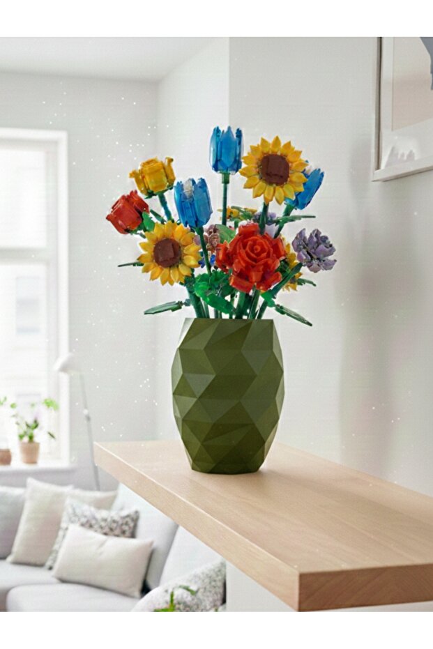 Lego Flower Compatible Gift Vase Cobalt (Flowers Not Included)