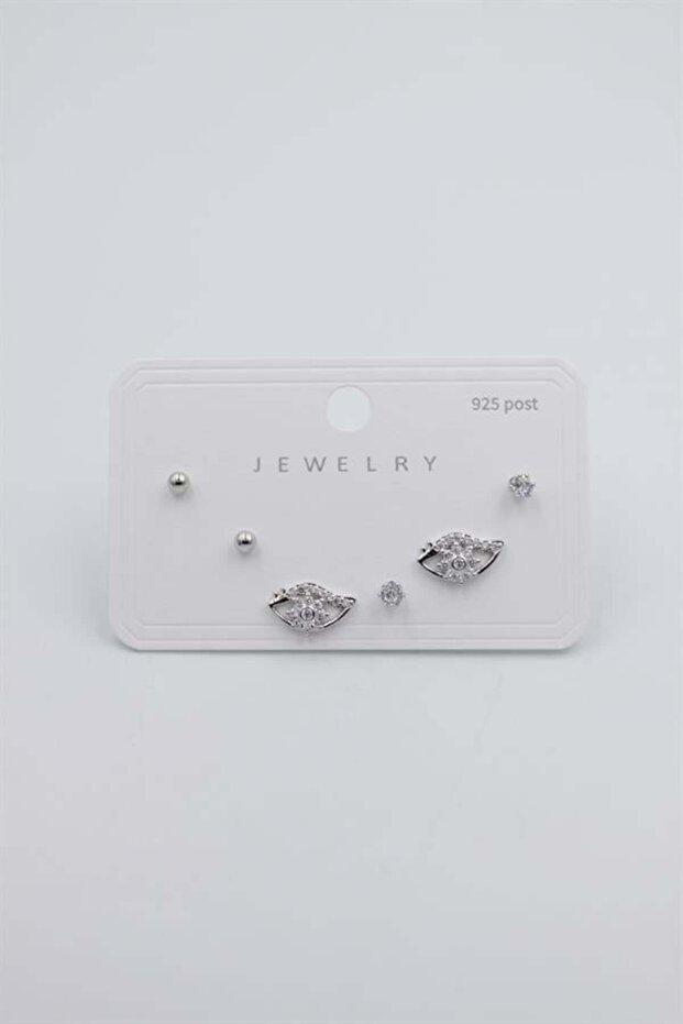 مجموعة متعددة من الأقراط - فضية - 1