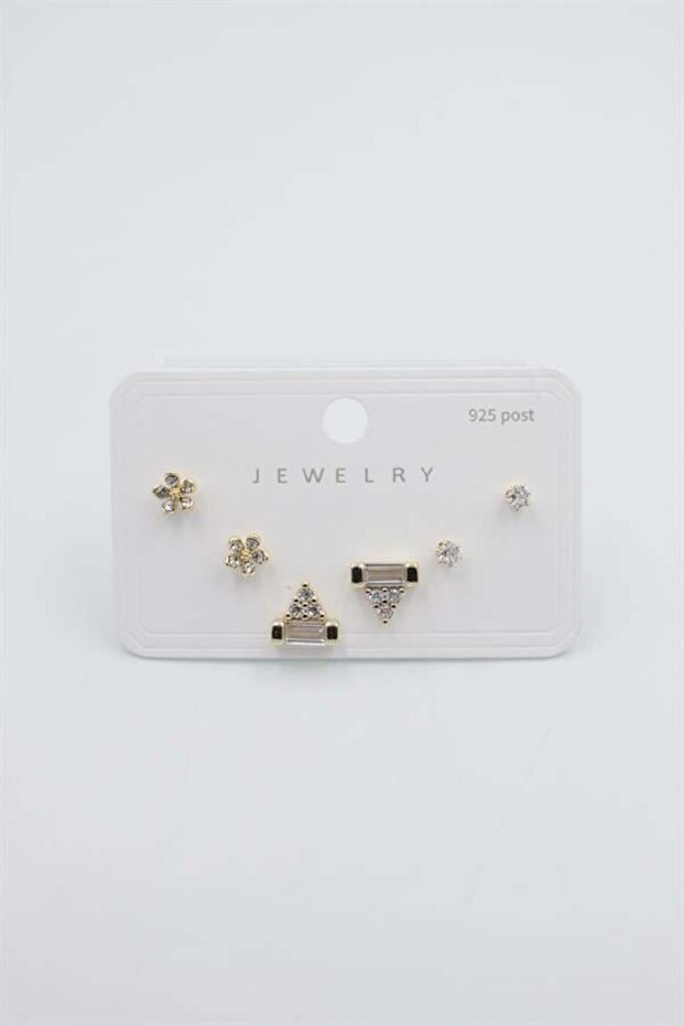 مجموعة أقراط متعددة - ذهبي - 1