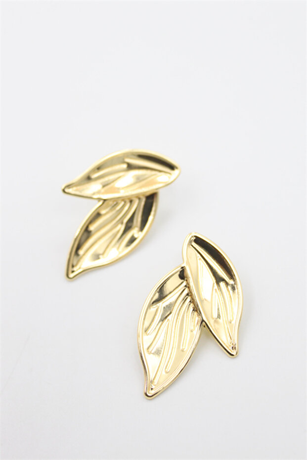 حلق على شكل ورقة شجر - ذهبي - 2