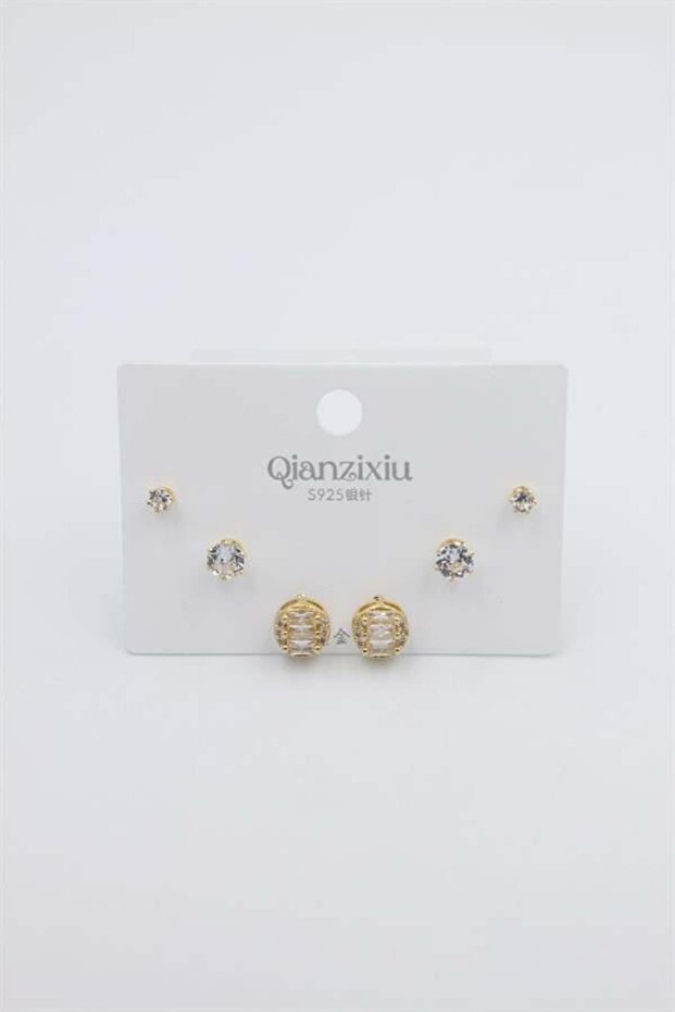 مجموعة أقراط متعددة - ذهبي - 2