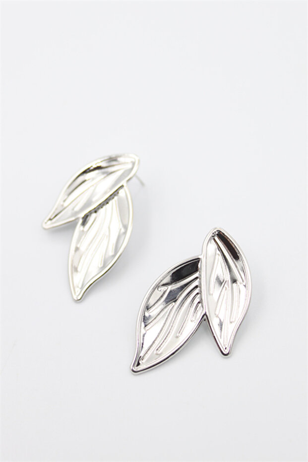 Leaf earrings - silver - 2
