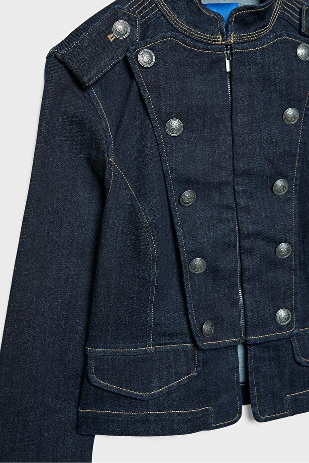 Denim blazer ceket - 4