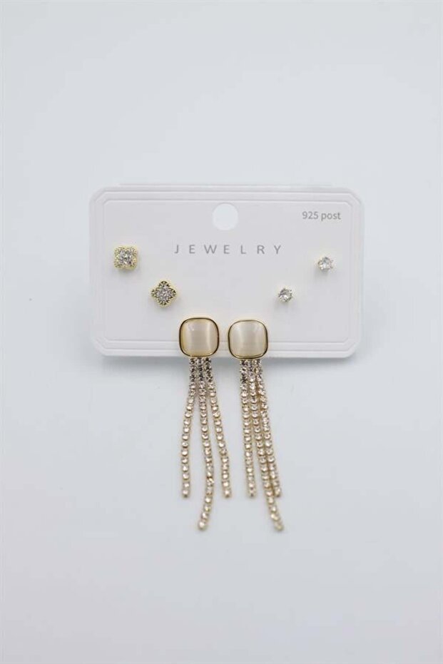 مجموعة أقراط متعددة - ذهبي - 2